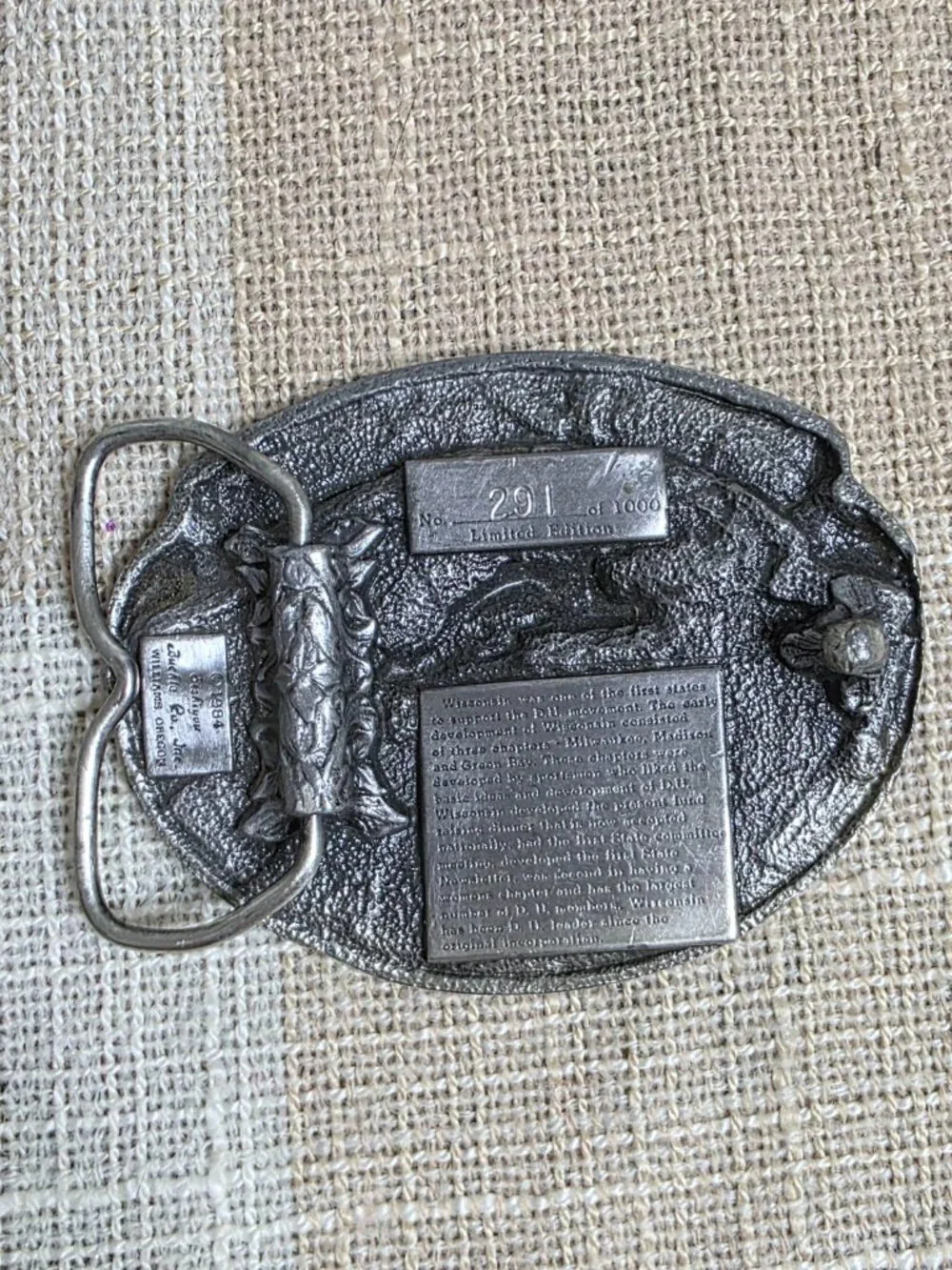 Vintage Dadcore Western Wisconsin Ducks Unlimited Silver Collectible Belt Buckle
